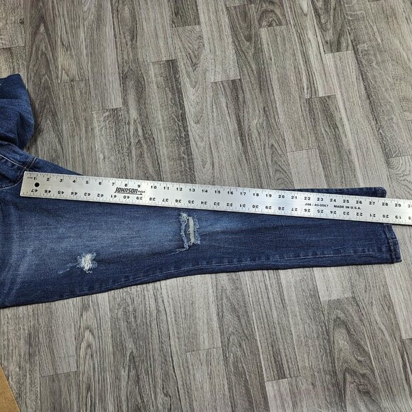 Amethyst Jeans Womens Jeans 13 Blue Distressed Skinny Button Fly Embellished - Picture 9 of 11